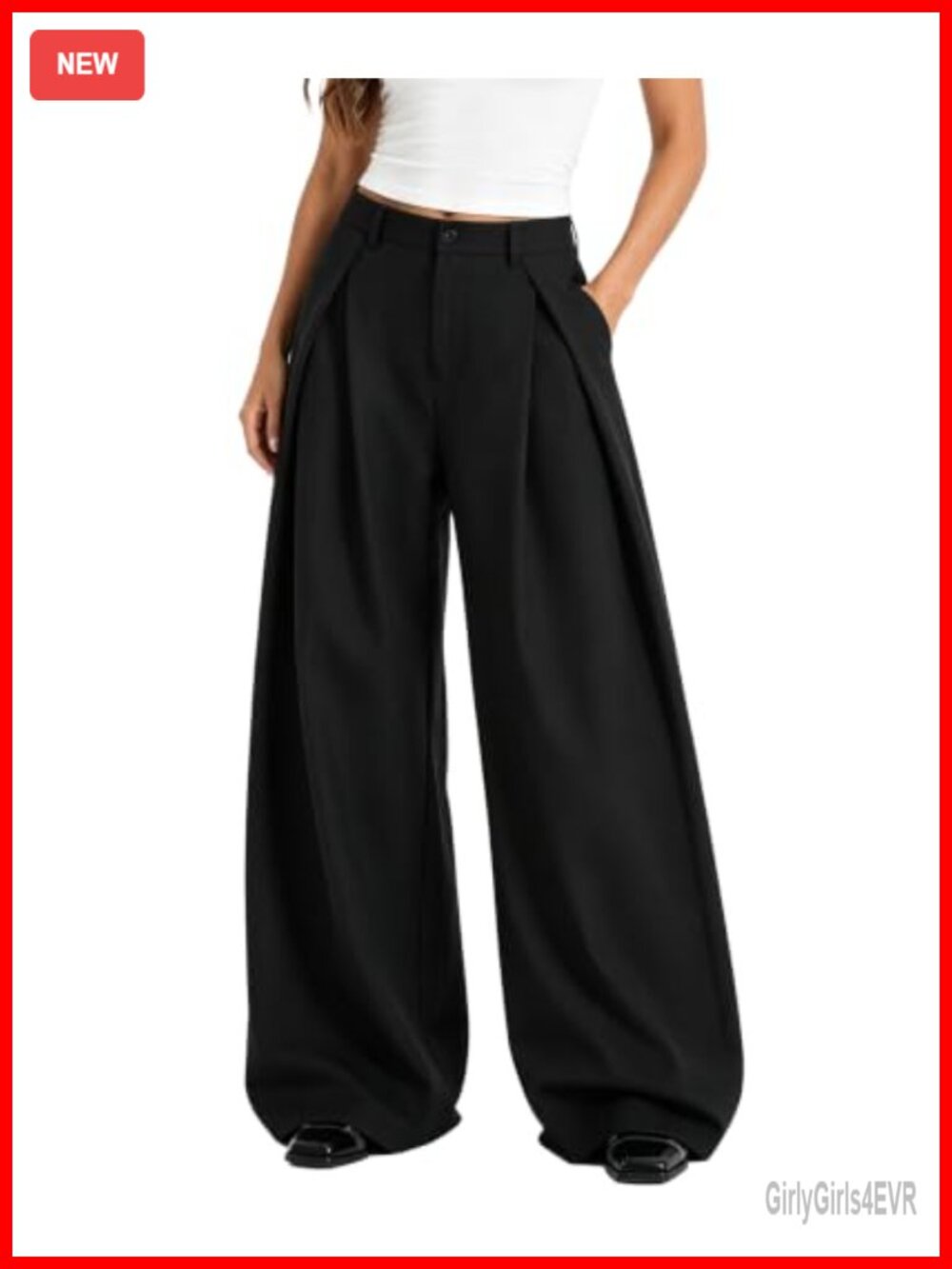 Women's Barrel Leg Dress Pants Pleated Baggy Wide Leg Trousers